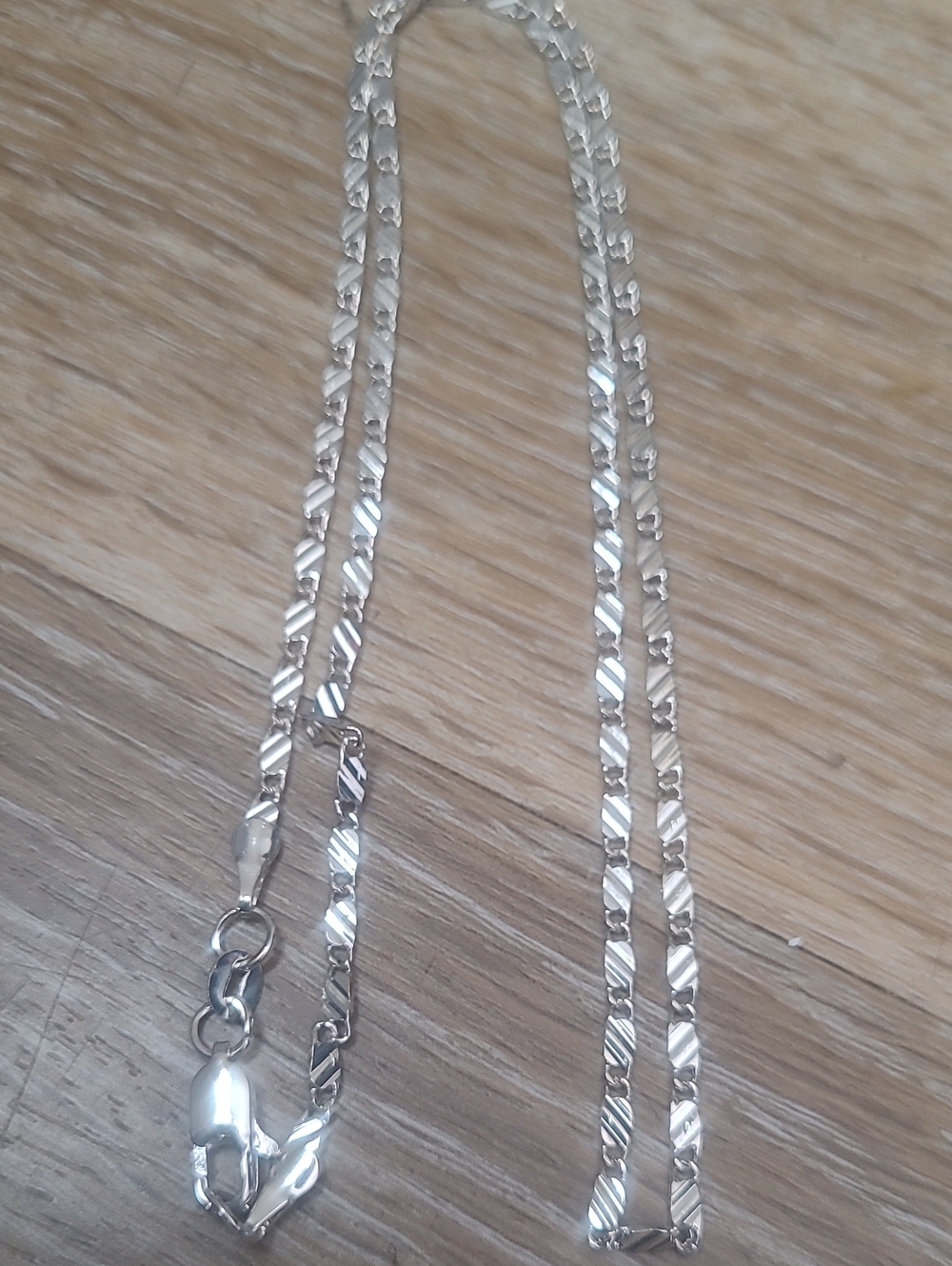 Sterling Silver Twisted Link Necklace - Silver